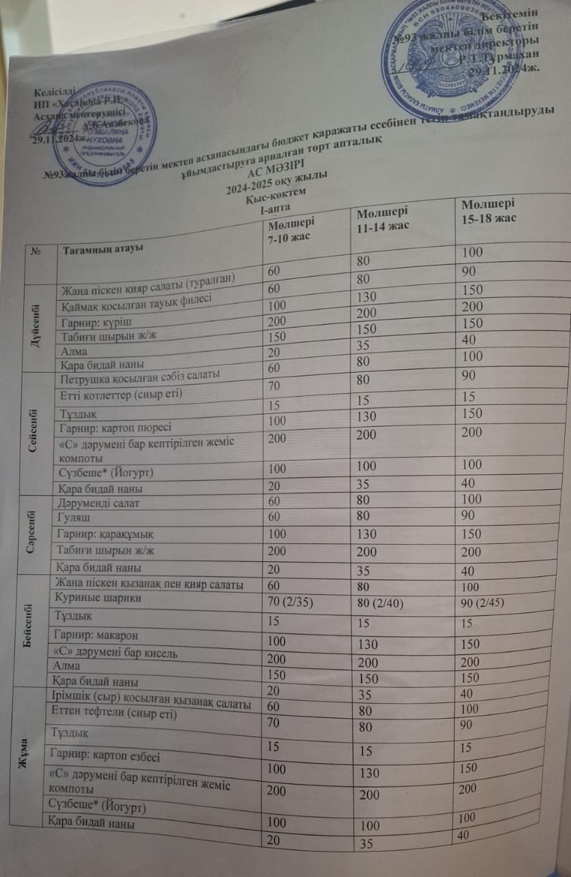 4 - АПТАЛЫҚ АС-МӘЗІРІ ҚЫС-КӨКТЕМ